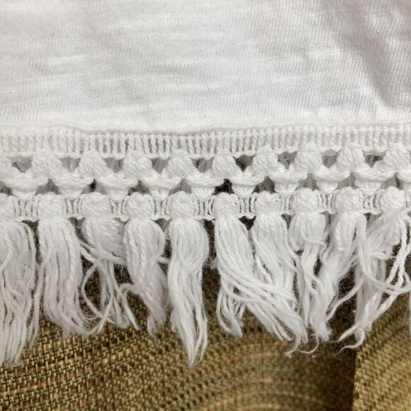 Dylan white cotton tank top with cotton fringe - Picture 4 of 6